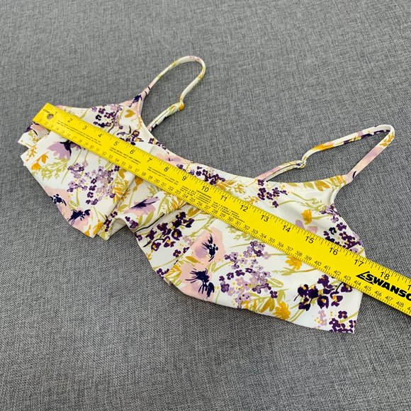 Old Navy Juniors Floral Bikini Top XL Adjustable Straps Cream Purple Green Pink - Picture 6 of 11